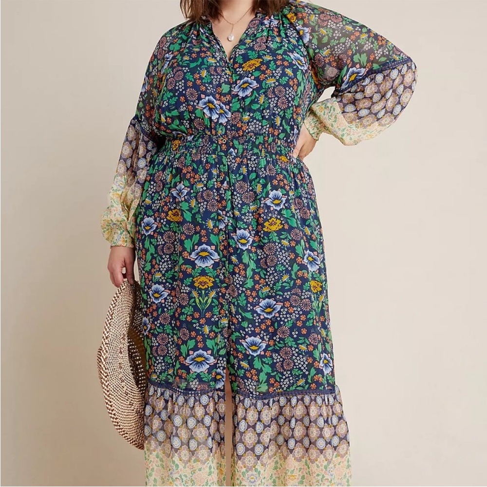 Maeve by Anthropologie | 2X | Ondine Floral Print Maxi Dress